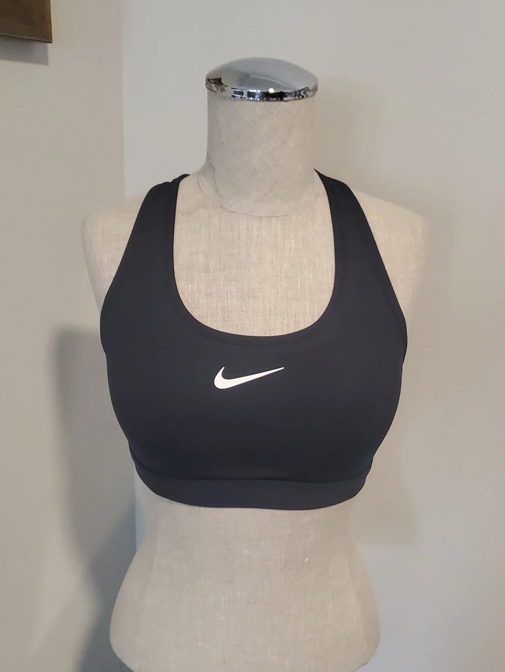 Nike Black Racerback Sports Bra with White Swoosh